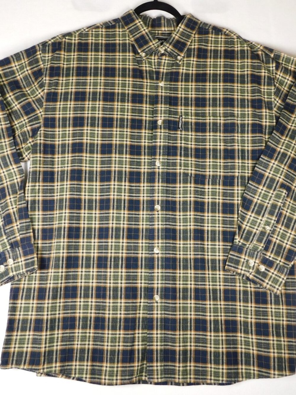 Field & Stream Men's XL Shirt 100% Cotton Brown/Green Plaid Long Sleeves Buttons
